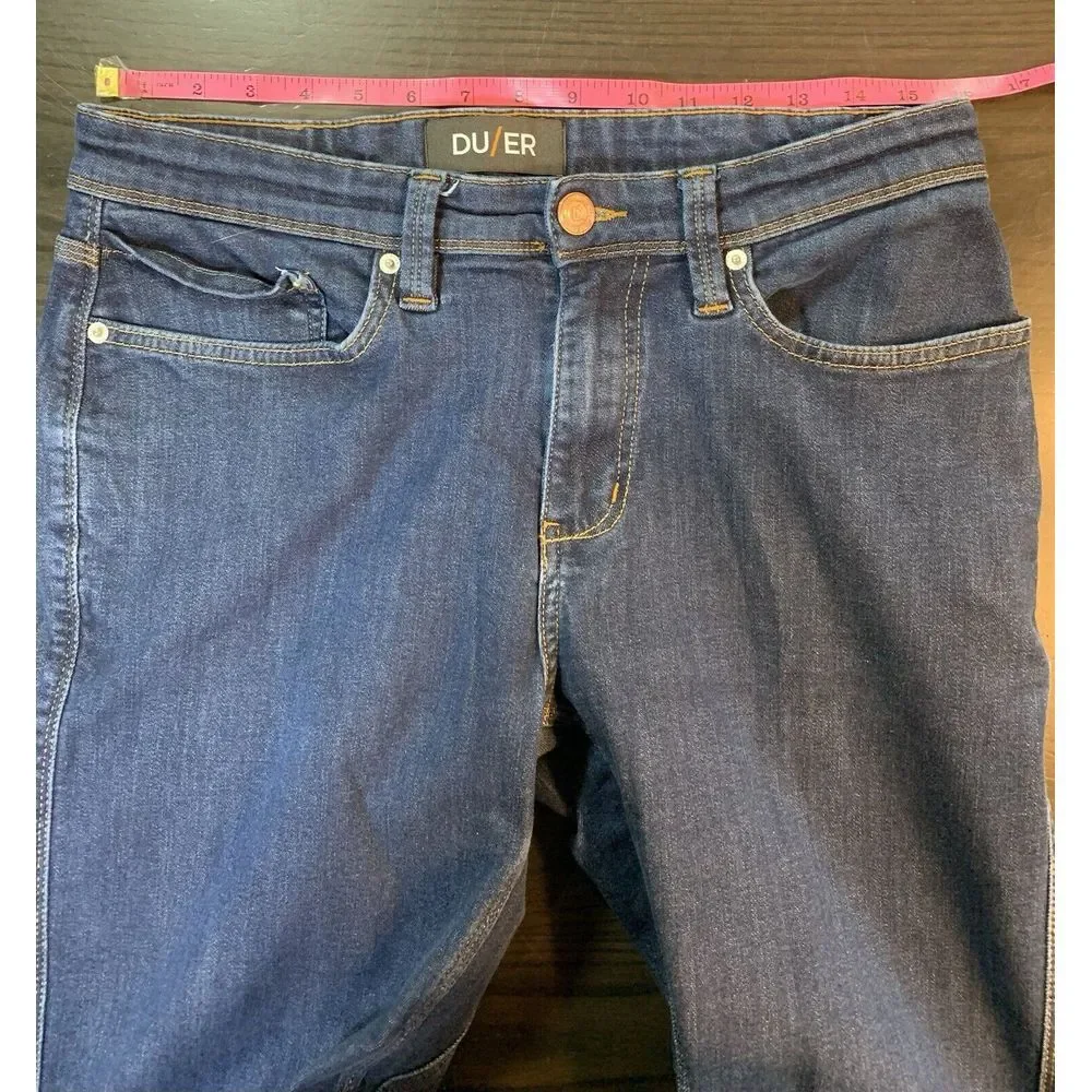DU/ER DUER Jeans Mens 32X25 Relaxed Fit Taper Blue Denim Minimalist Comfort Prep